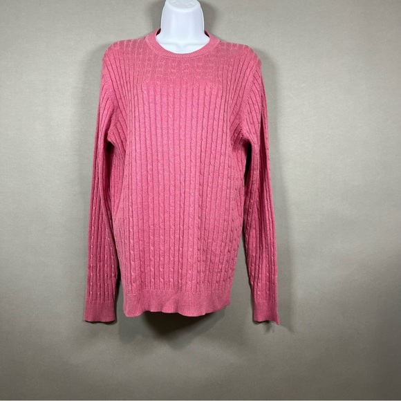 Express Pink Cable Knit Silk Cashmere Blend Long Sleeve Sweater - Picture 1 of 11